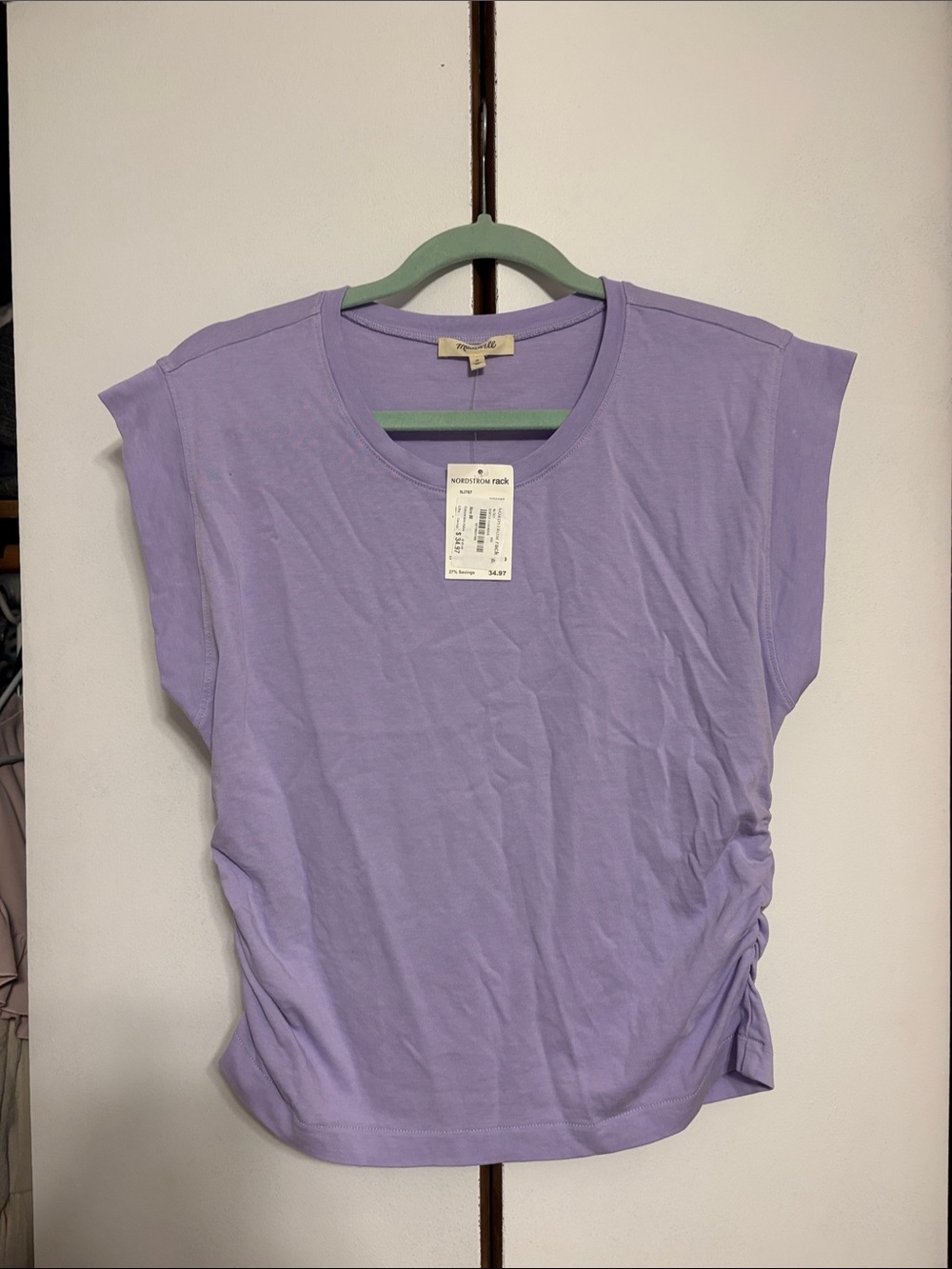 Madewell Lavender Short-Sleeve Side-Ruched Tee
